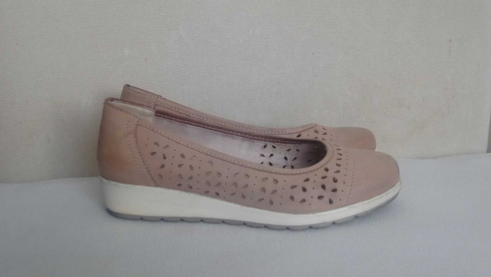 LASOCKI półbuty czółenka mokasyny damskie skóra nat. ażurowe beż r. 39