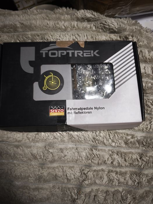 Pedais de bicicleta Toptrek com refletores StVZO, pedais MTB feitos de fibra de nylon com 3 rolamentos fechados, antiderrapantes, conjunto de pedais