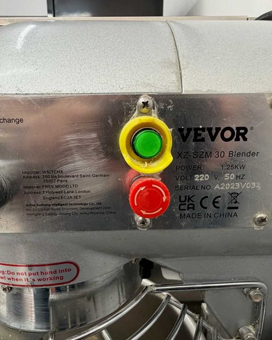 Batedeira Elétrica 30L. VEVOR. Batedeira de Bancada 1100W.