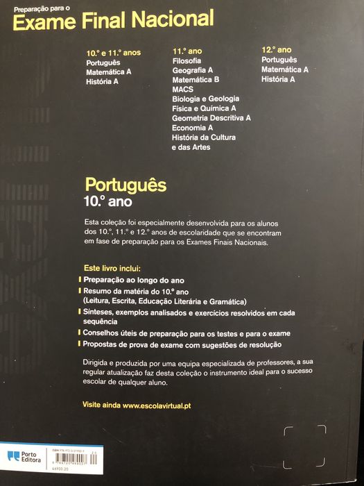 Livro exame Português 10o preparação exame nacional 12o ano