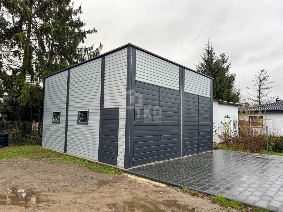 Hala Blaszana Magazyn 7X8M 2X Brama 4X Okno Drzwi Rynny Dach Tkd329