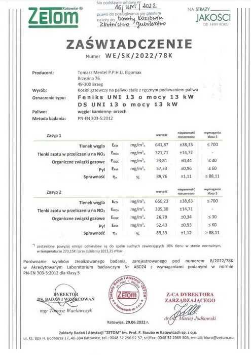 Kocioł Węglowy FENIKS UNI 13 kW piec Klasa 5 ECODESIGN Dostawa GRATIS węgiel drewno