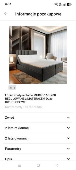 Łóżko kontynentalne 160