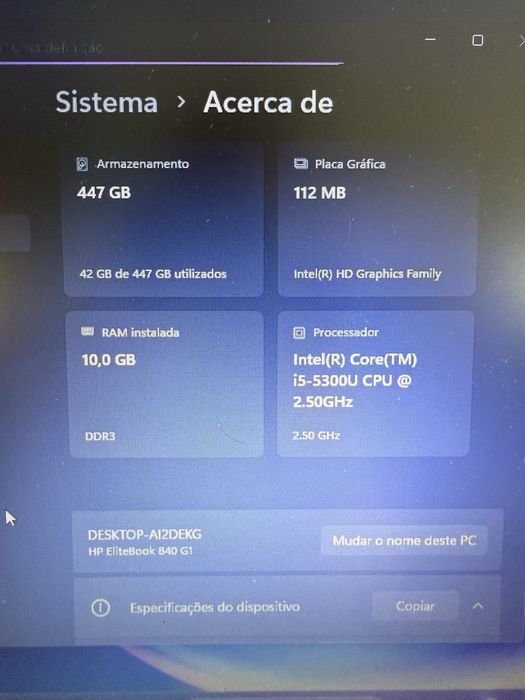 Hp Elitebook i5 500gb ssd