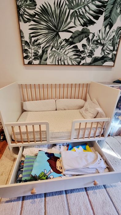 Cama IKEA com gaveta MYLLRA + Colchão e Protrotetor de colchão