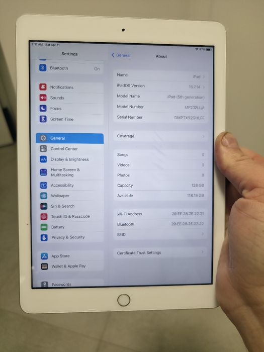 iPad 5 покоління. 2017 рік. 128GB. Silver. Гарантія