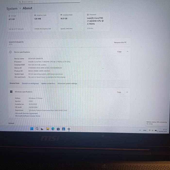 Ноутбук msi gt72-6QD(читайте опис)