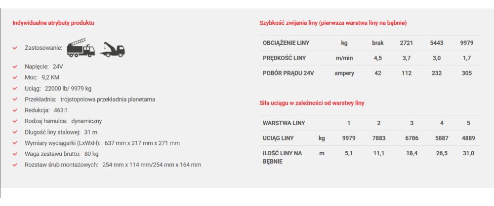 Wyciągarka, wciągarka DRAGON WINCH DWT 22000 HD 24V 10/20 TON