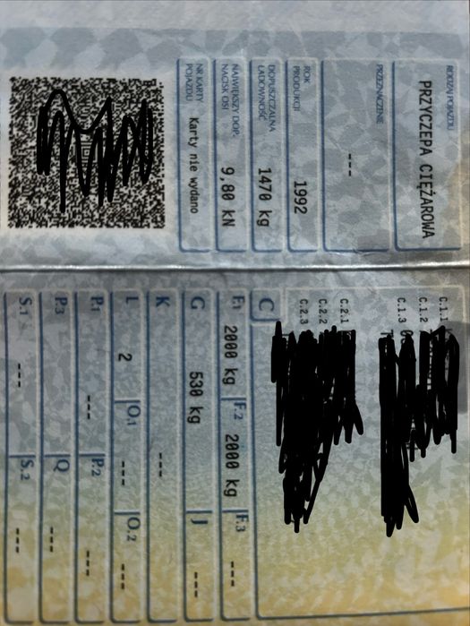 Przyczepka samochodowa dwuosiowa , tandem