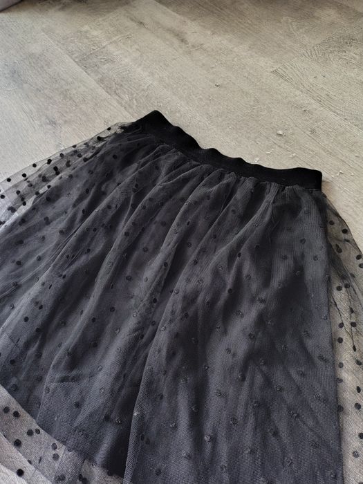 Czarna elegancka spódniczka #kropki #tiul
