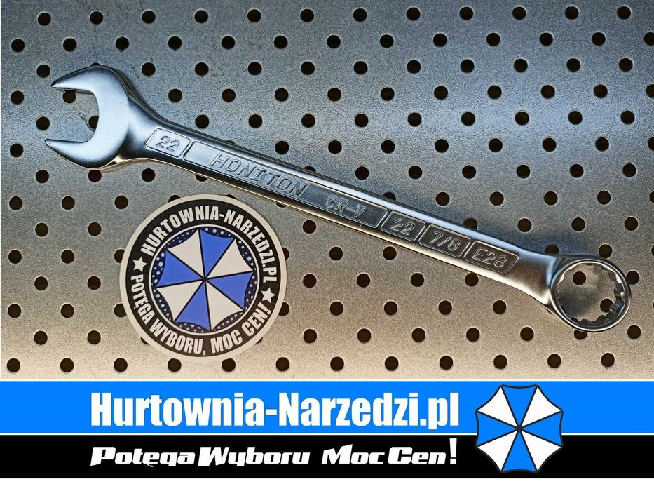 Klucz 22mm 7/8" E28 płasko-oczkowy Cr-V HONIDRIVE HONITON H2022 22mm