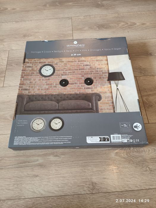 Nowy czarny zegar ścienny 40 cm