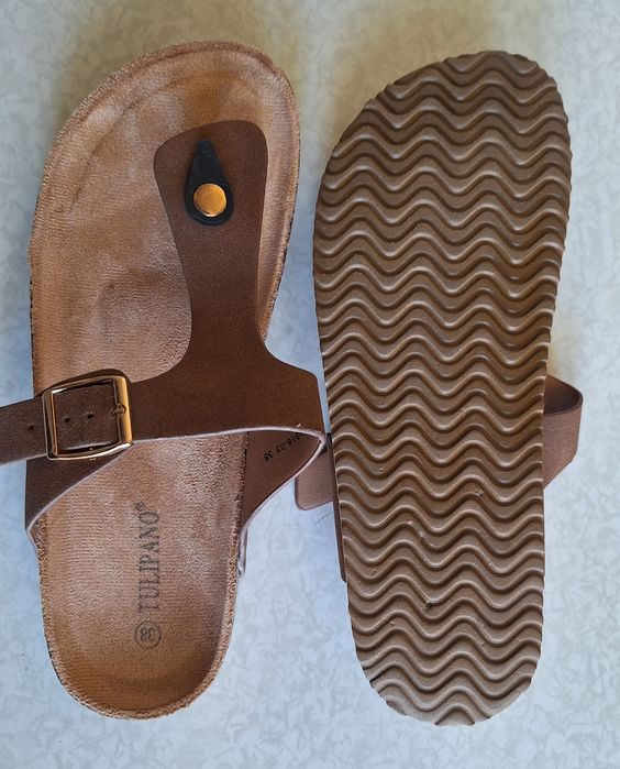 Japonki a'la birkenstock roz. 38 brązowe