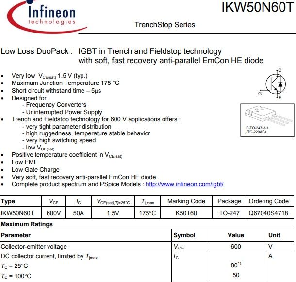 б/у K50T60 IGBT якість