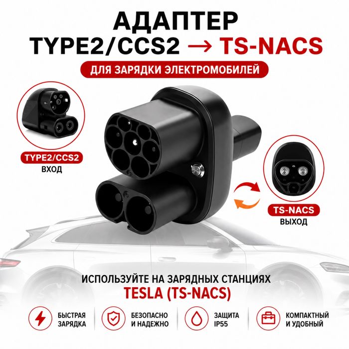 Перехідник CCS2 → Tesla NACS 400A (250 кВт)