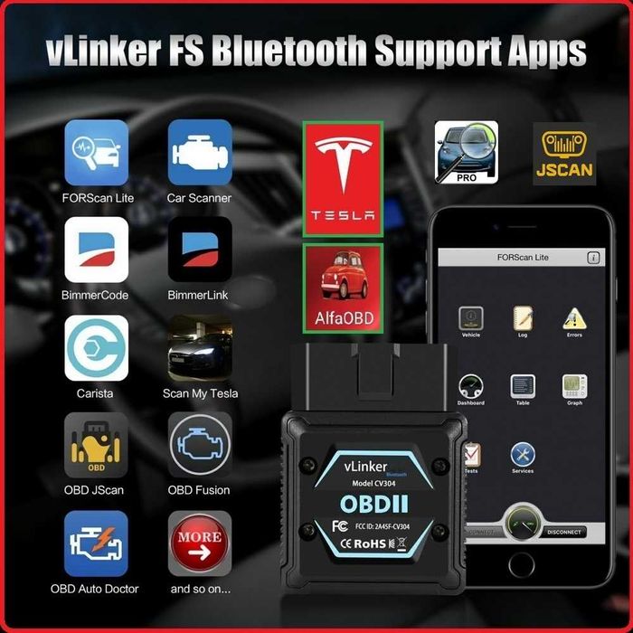 Сканер VGate vLinker MC+ ( и FS - MS ) Bt5 под iPhone-Ios Android Windows OBD2