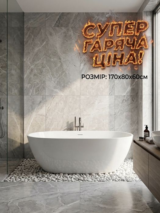 НОВА! Окремостояча ванна 170х80х60см!