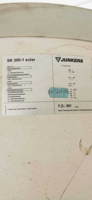 Deposito Acumulador vulcano solar 290ltr