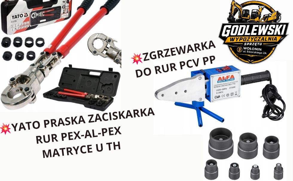 Wypożyczalnia! Zaciskarka do rur PEX-AL-PEX, PERT-AL-PERT Wynajem!