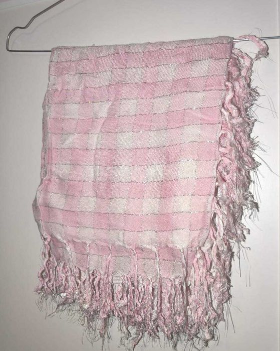 Lenço Cor de Rosa e Branco - Para usar ao pescoço - Mulher