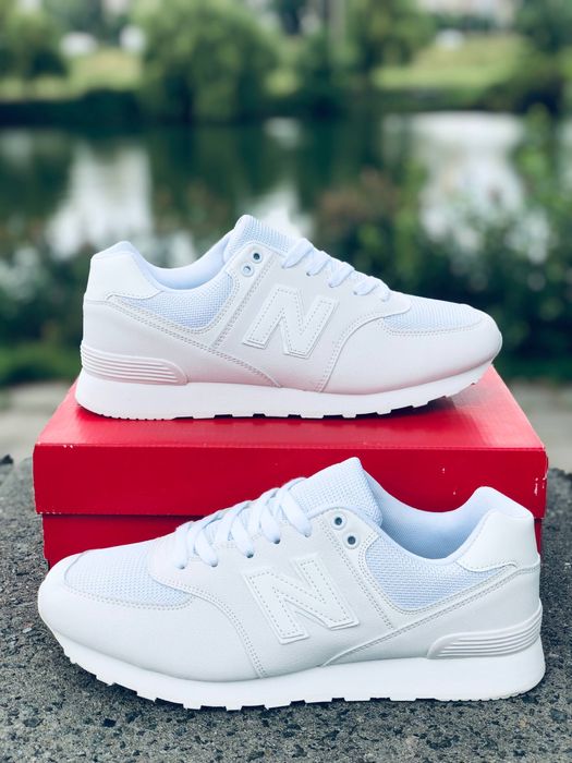 New Balance 574 all white кроссовки мужские нью беланс 574 белые