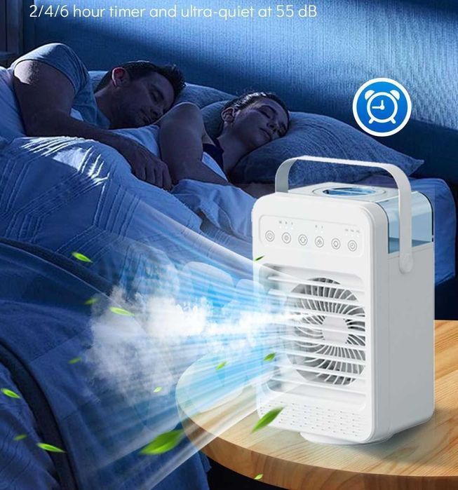 Mini Klimatyzator Przenośny 4w1 LED z Chłodzeniem Wodnym USB Obrotowy