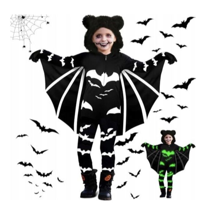 Nowy! Strój Nietoperz Kombinezon 116 122 Świecie przebranie Halloween skrzydła wada