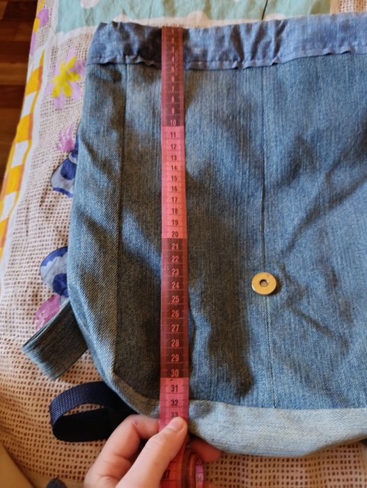 Рюкзак джинсовий коти - вояки, ручна робота, розписаний акрилом