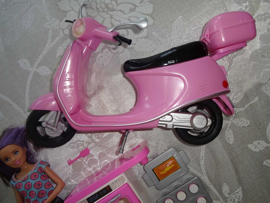 Barbie lalka piekarnik akcesoria skuter motor duży ZESTAW okazja