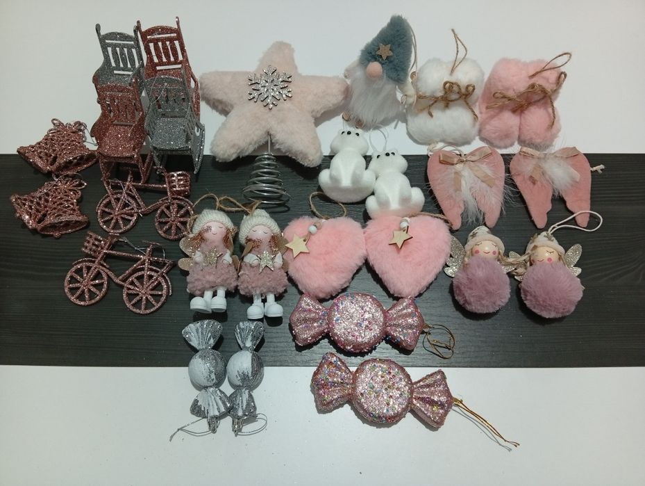 Enfeites de natal tons de rosa