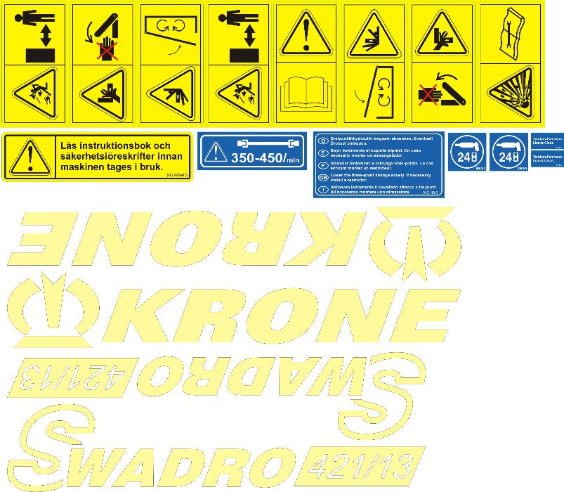 Naklejki Krone KS 3.80 KW 7.70 Swadro KES 120 Duo 6-6.20 mustang 120