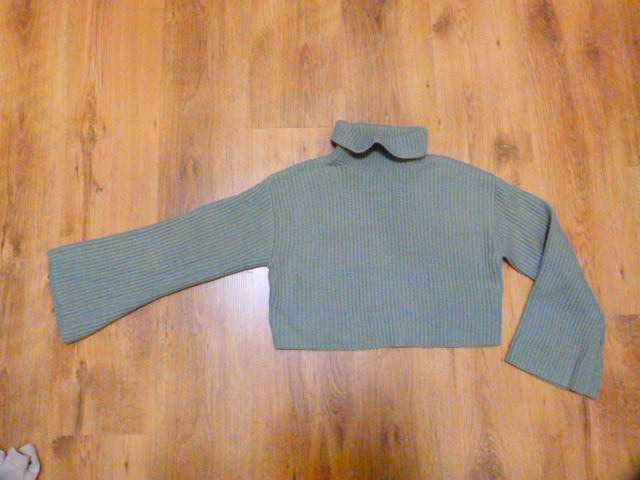 rozm 158 Shein sweter golf gruby pleciony krótki szerokie rękawy