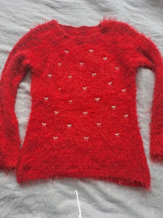 Sweterek czerwony made in italy wełna
