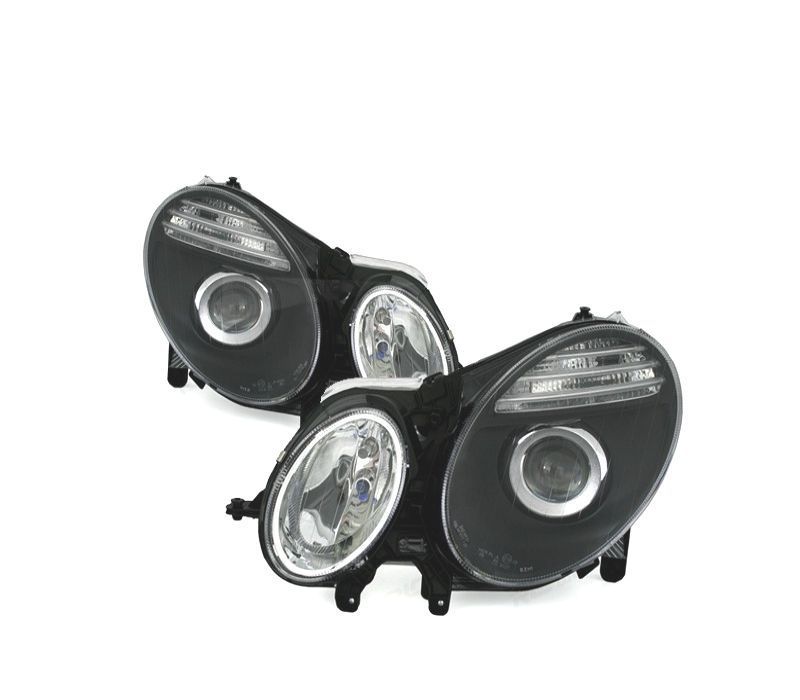 FAROIS FRONTAIS PARA MERCEDES CLASSE E W211 06-09 FUNDO PRETO