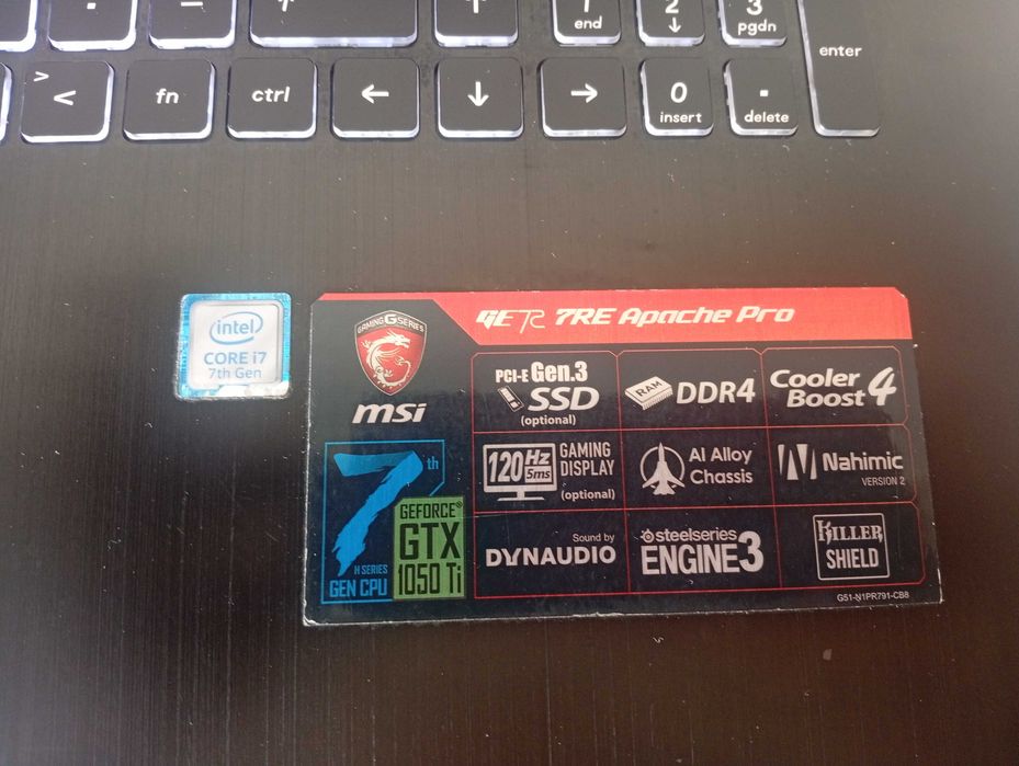 Gaming Msi Apache Pro i7 7700HQ + GTX1050Ti + 24GB RAM + SSD + HDD