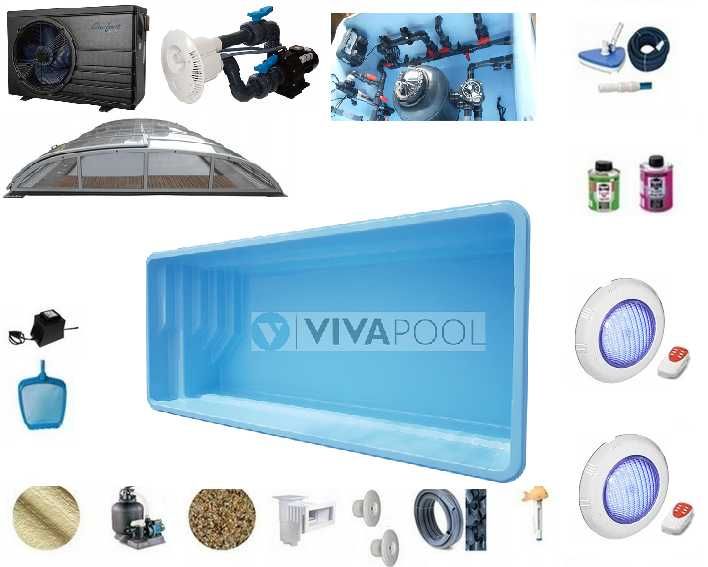 Basen ogrodowy z osprzętem premium i zadaszeniem VERONA 7,50x3,70x1,55