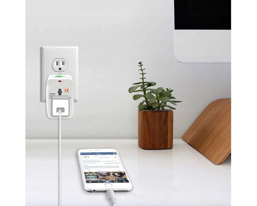 Adapter Sieciowy Podróżny Przejściówka Wtyczka Angielska PL USA EU UK