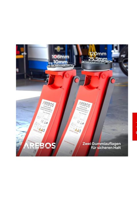 Podnośnik hydrauliczny AREBOS 3T, czerwono-czarny