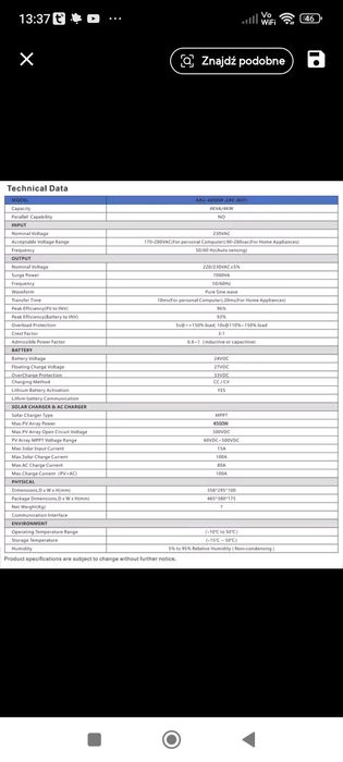 Falownik hybrydowy anenji 4.2 kw