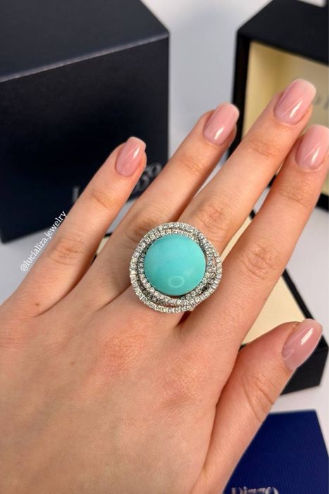 Золота Каблучка Leo Pizzo Оригінал з бірюзою та діамантами