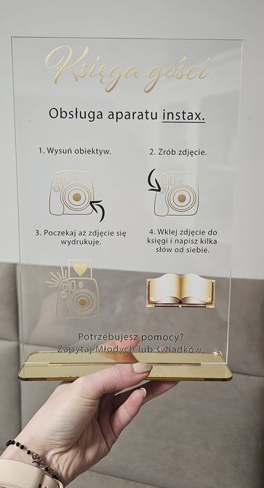 Tablica z instrukcją instax wesele