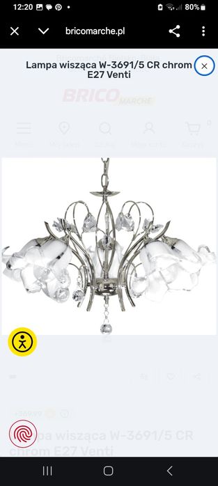 Żyrandol z pięcioma kloszami