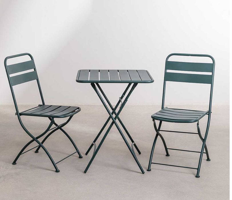 Conjunto de mesa e 2 cadeiras dobráveis de jardim em aço verde escuro Janti SKLUM