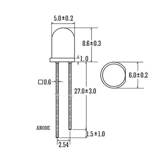 Светодиод красный 5мм матовый