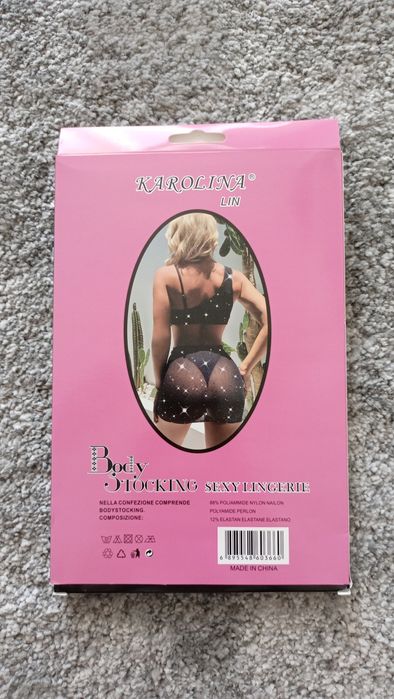 Body Stocking Karolina Lin uniwersalny cyrkonie czarny walentynki