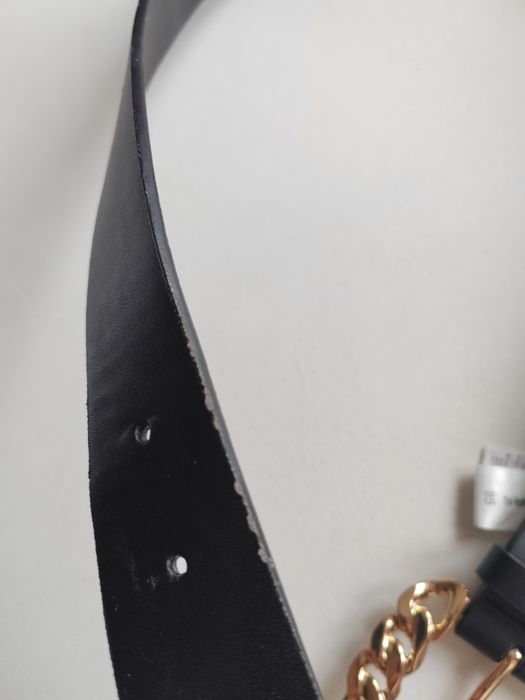 Czarny pasek złota klamra warkocz