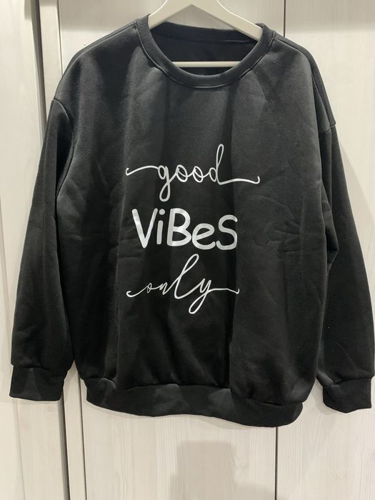 Czarna damska bluza nadruk slogan Good Vibes Only 46 nowa