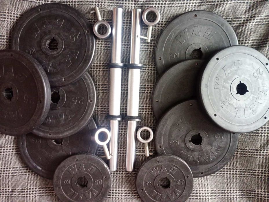 Гантели Vasil 25 кг. Грифы 40 см и блины 2,5 кг  8 шт и 0,5 кг 2 шт