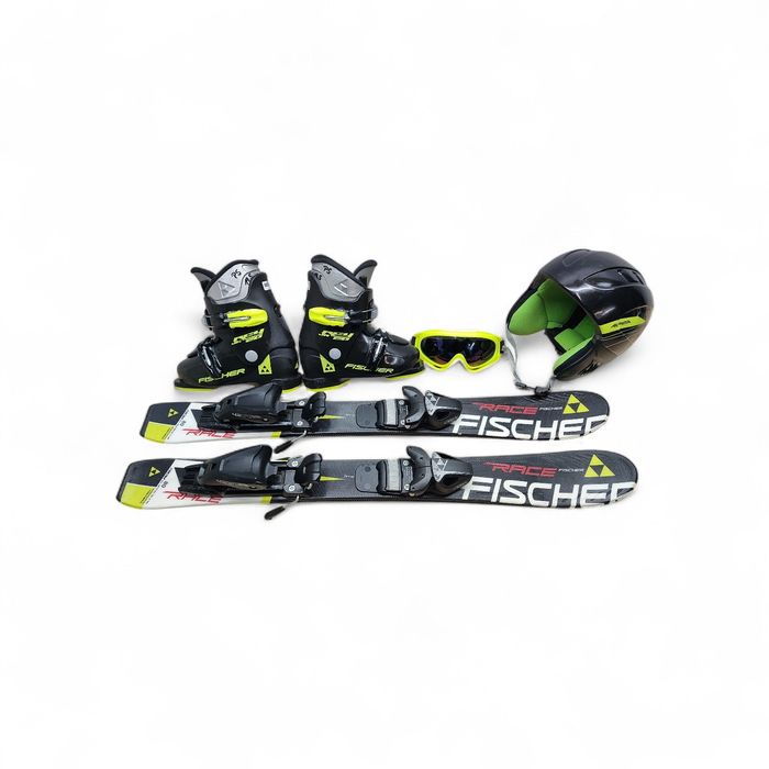 KOMPLET Narty Fischer 80 cm Buty r-30 Kask Gogle
