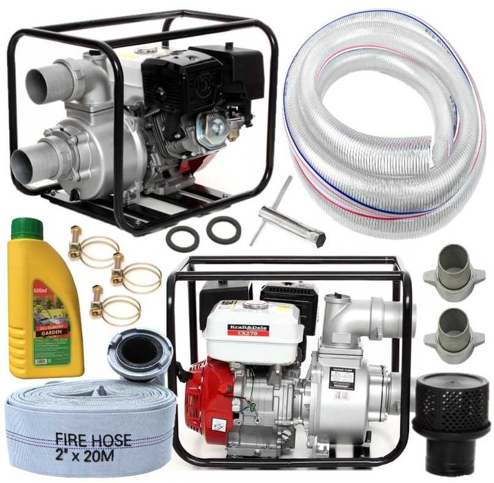 Motopompa pompa spalinowa 2" cale 5,5KM 36000l/h + wąż 20m + ssawny 4m